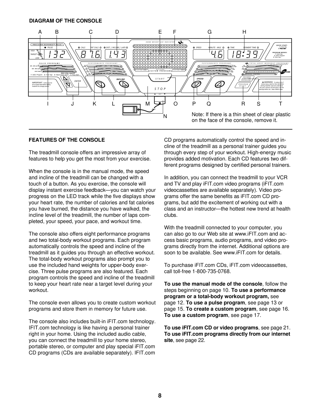 Image 10.8QL user manual Diagram of the Console, Features of the Console 