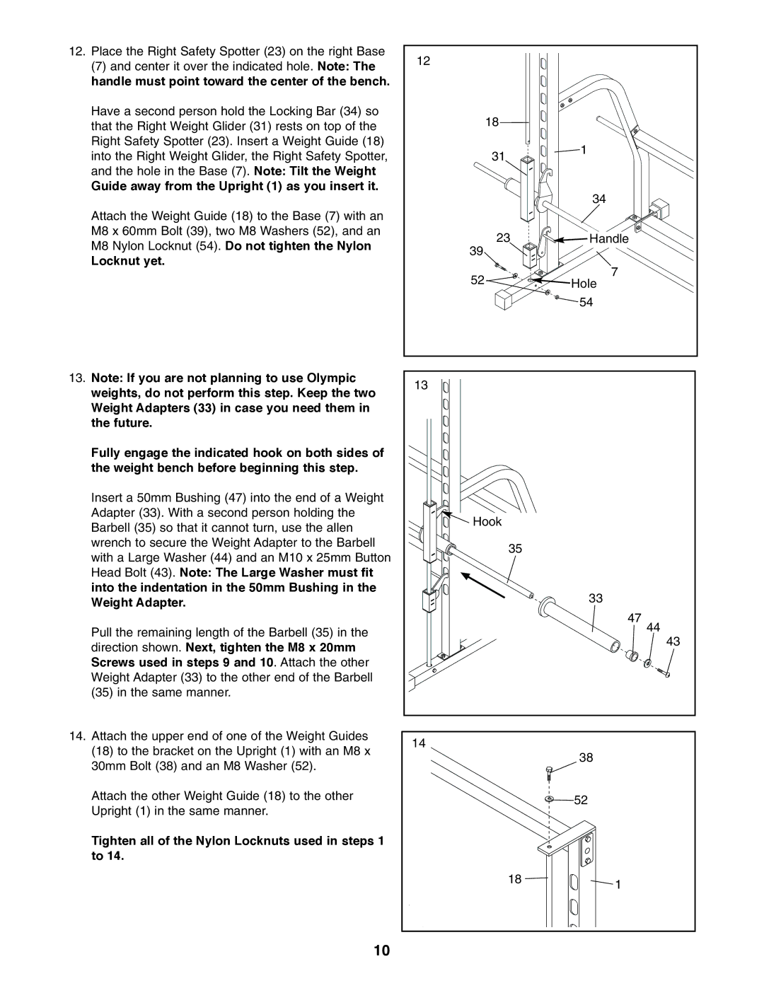 Image 3.8 user manual Tighten all of the Nylon Locknuts used in steps 1 to 