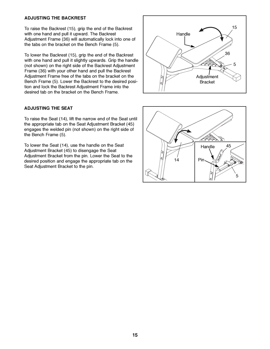 Image 4.8 manual Adjusting the Backrest 