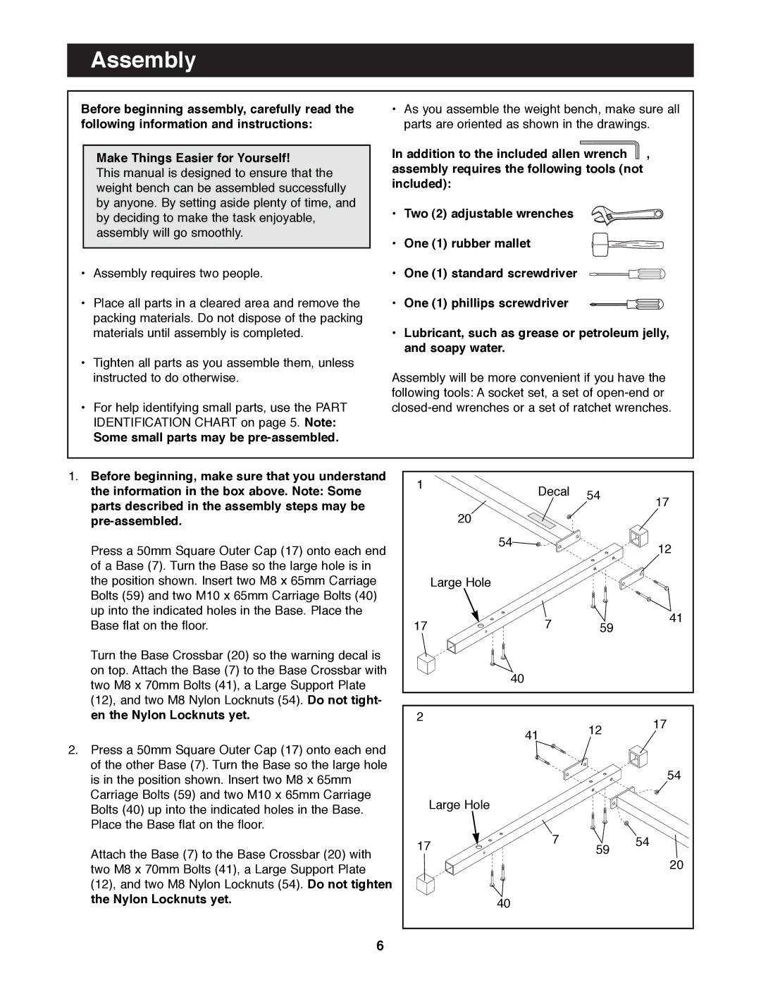 Image 4.8 manual Assembly, Some small parts may be pre-assembled 