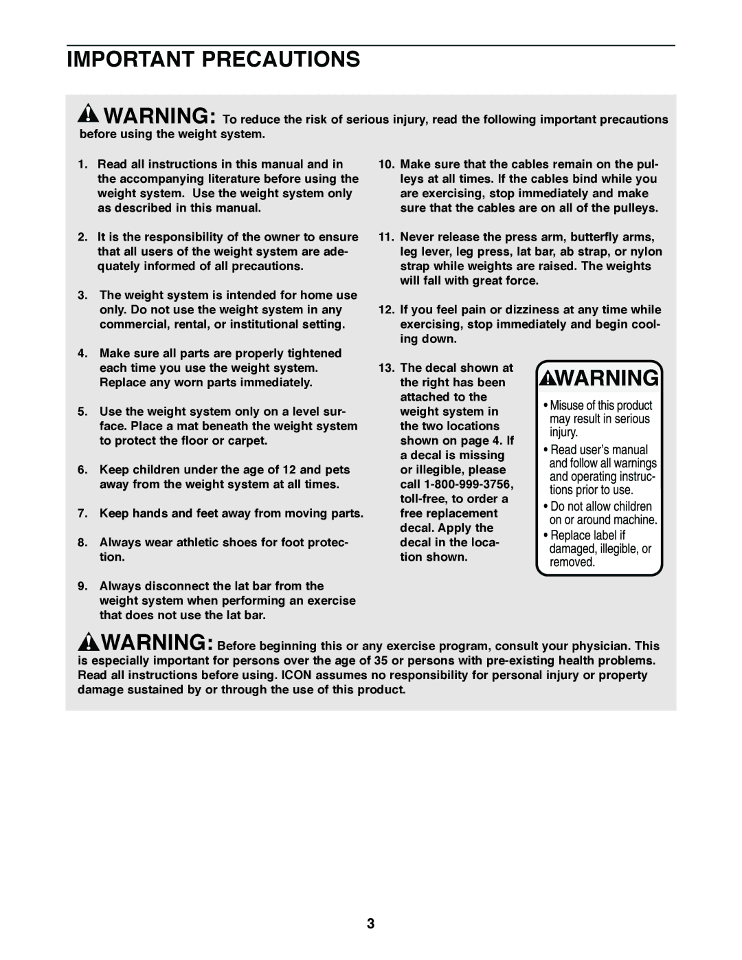 Image 8.0 user manual Important Precautions 