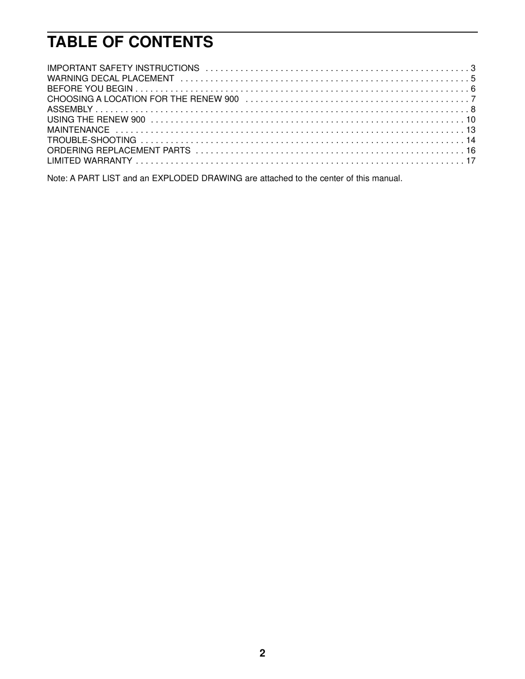 Image 831.100430 user manual Table of Contents 