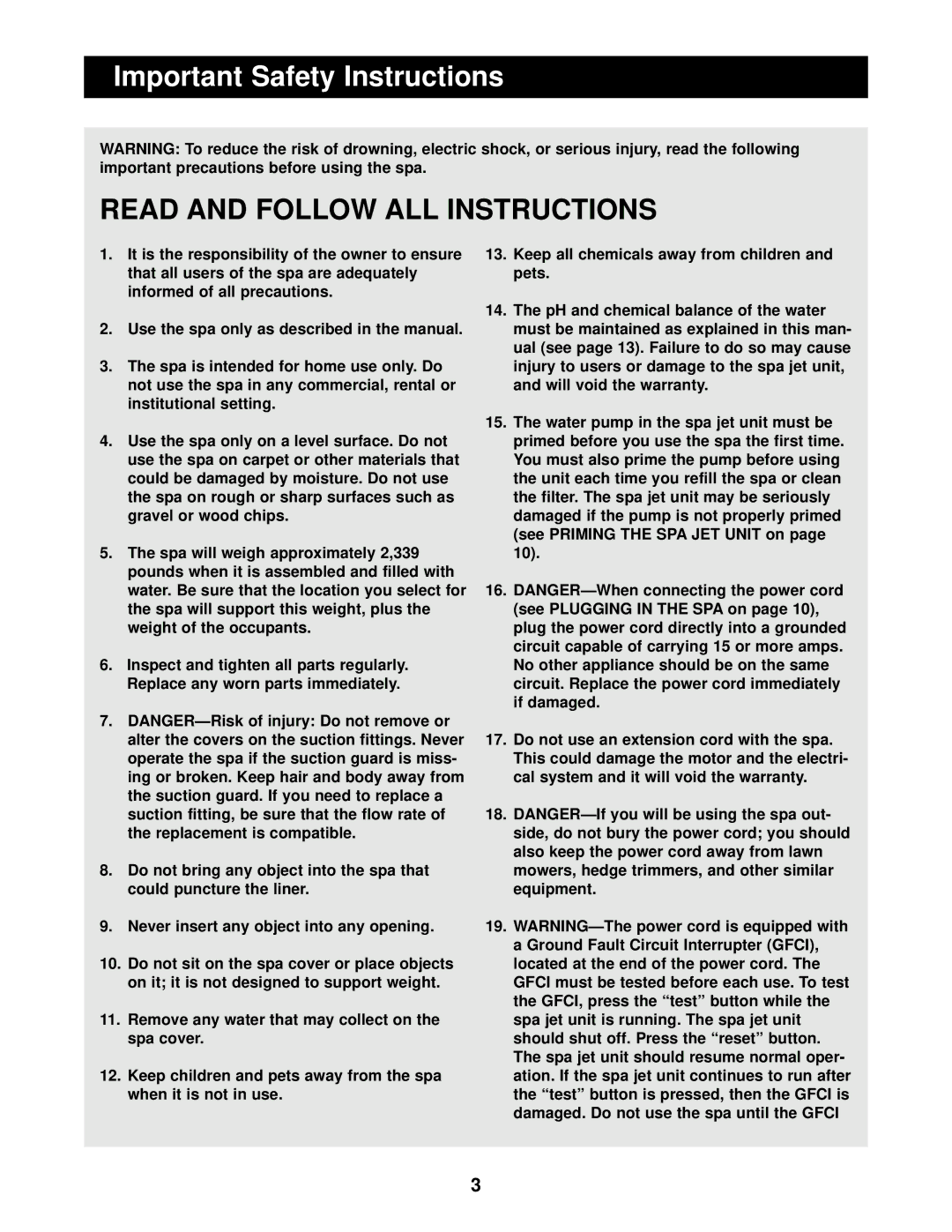 Image 831.10815 user manual Important Safety Instructions, Keep all chemicals away from children and pets 