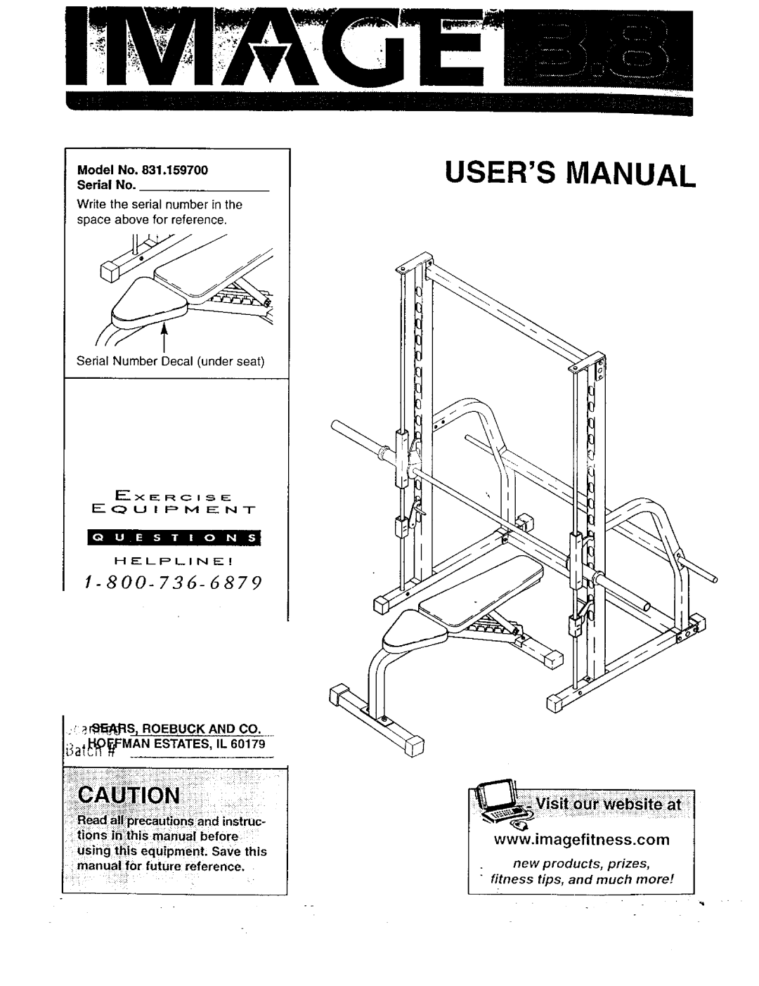 Image 831.1597 user manual Model No Serial No 