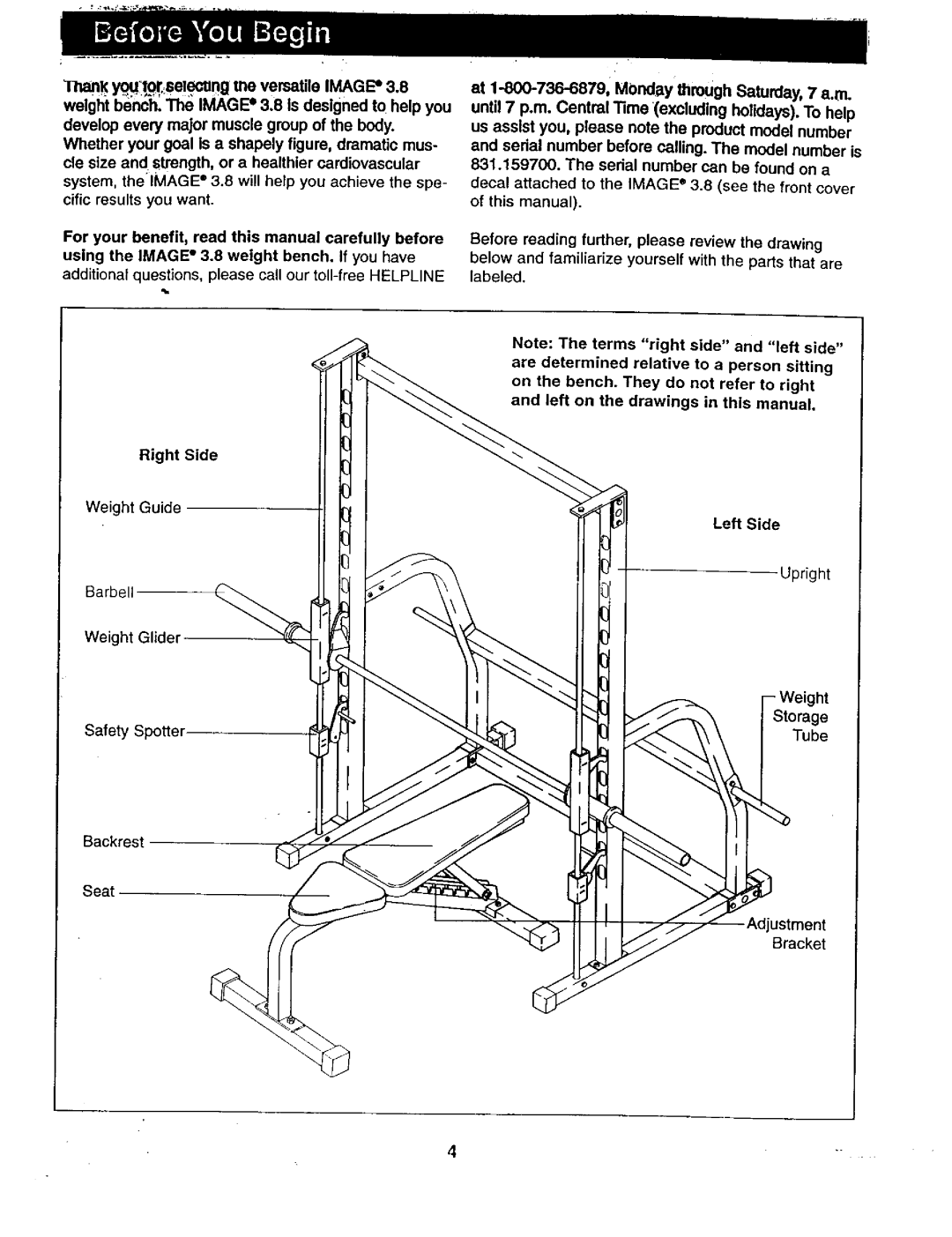 Image 831.1597 user manual Left Side, Backrest 