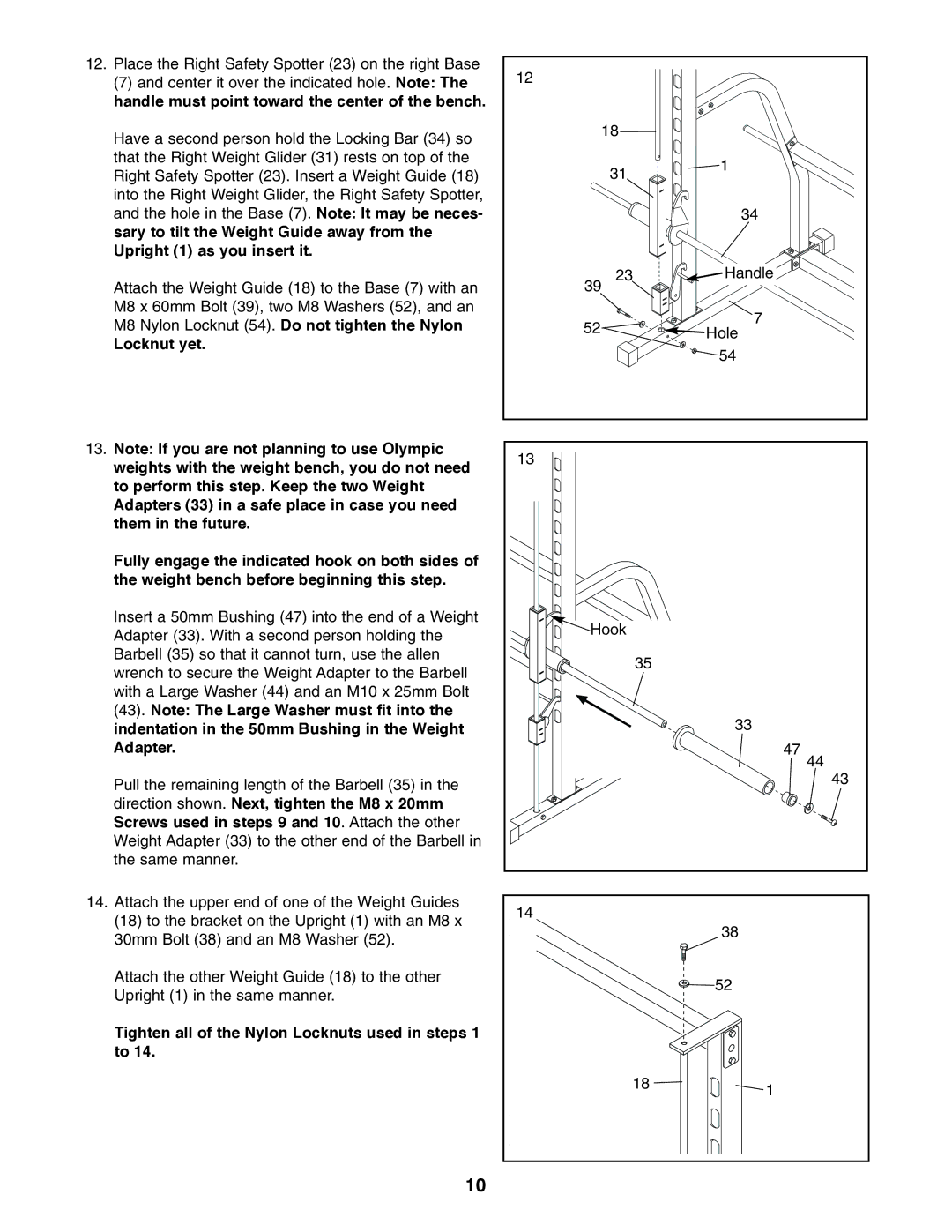 Image 831.159701 user manual Tighten all of the Nylon Locknuts used in steps 1 to 