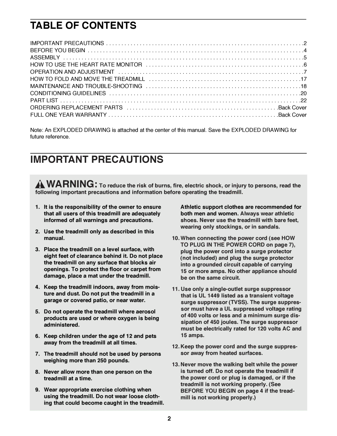 Image 831.297572 user manual Table of Contents, Important Precautions 