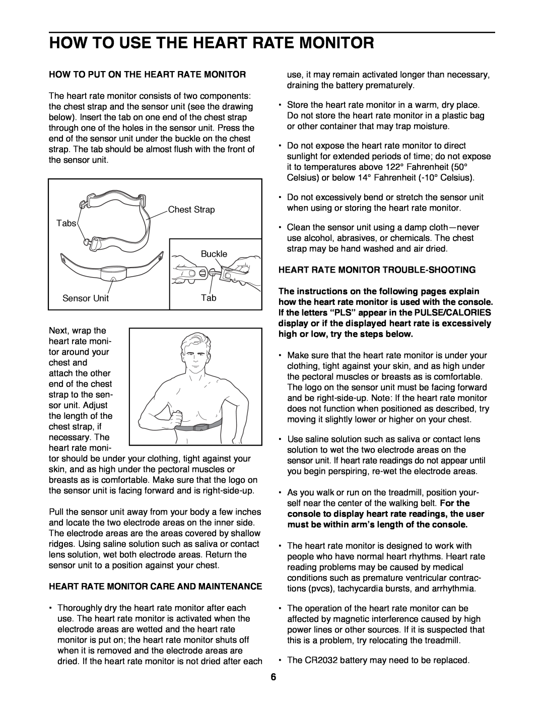 Image 831.297572 user manual How To Use The Heart Rate Monitor, How To Put On The Heart Rate Monitor 