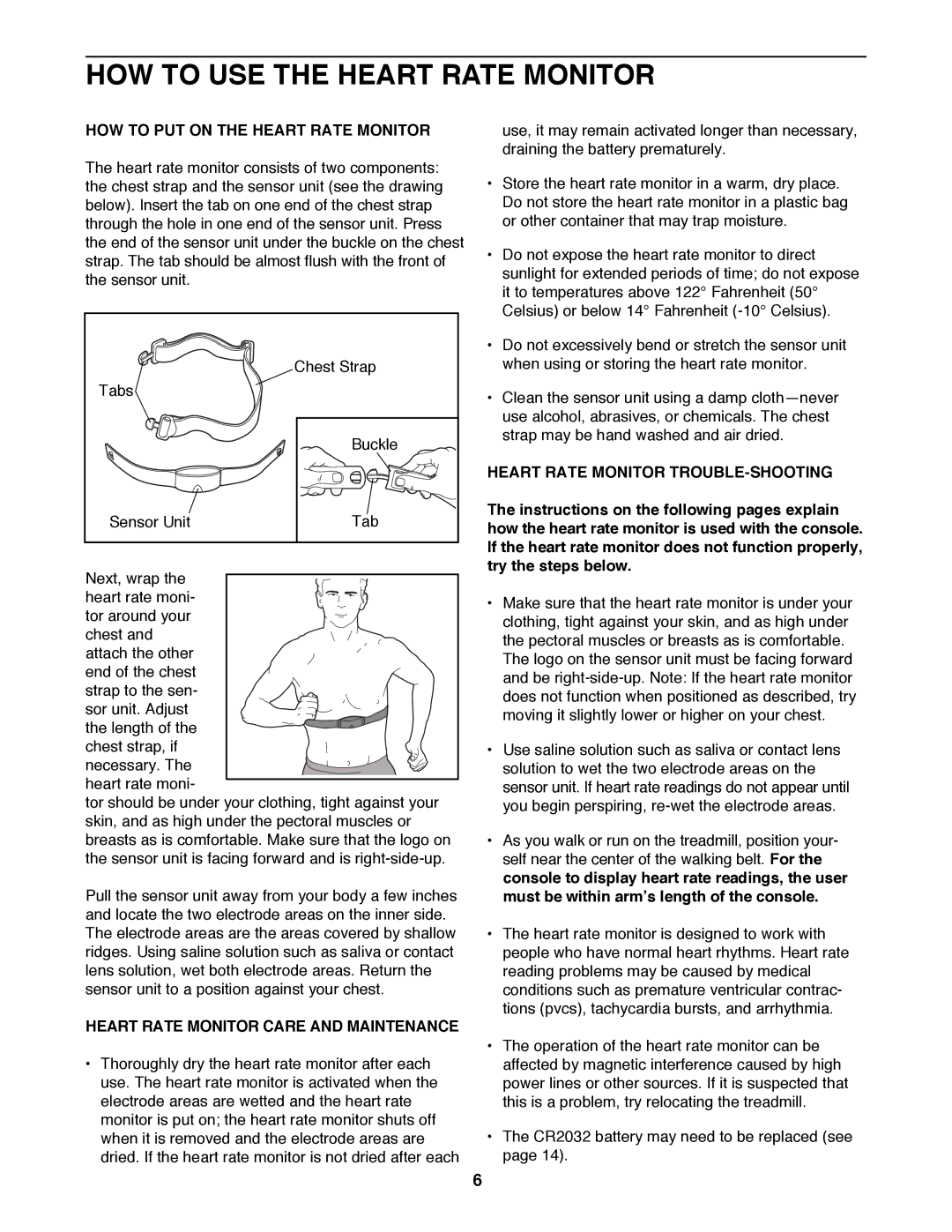 Image 850SE HOW to USE the Heart Rate Monitor, HOW to PUT on the Heart Rate Monitor, Heart Rate Monitor TROUBLE-SHOOTING 