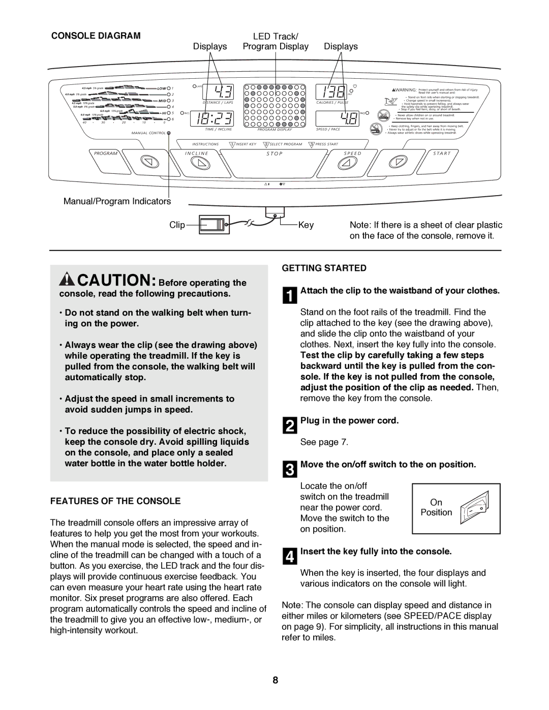 Image 850SE user manual Console Diagram, Getting Started, Features of the Console 