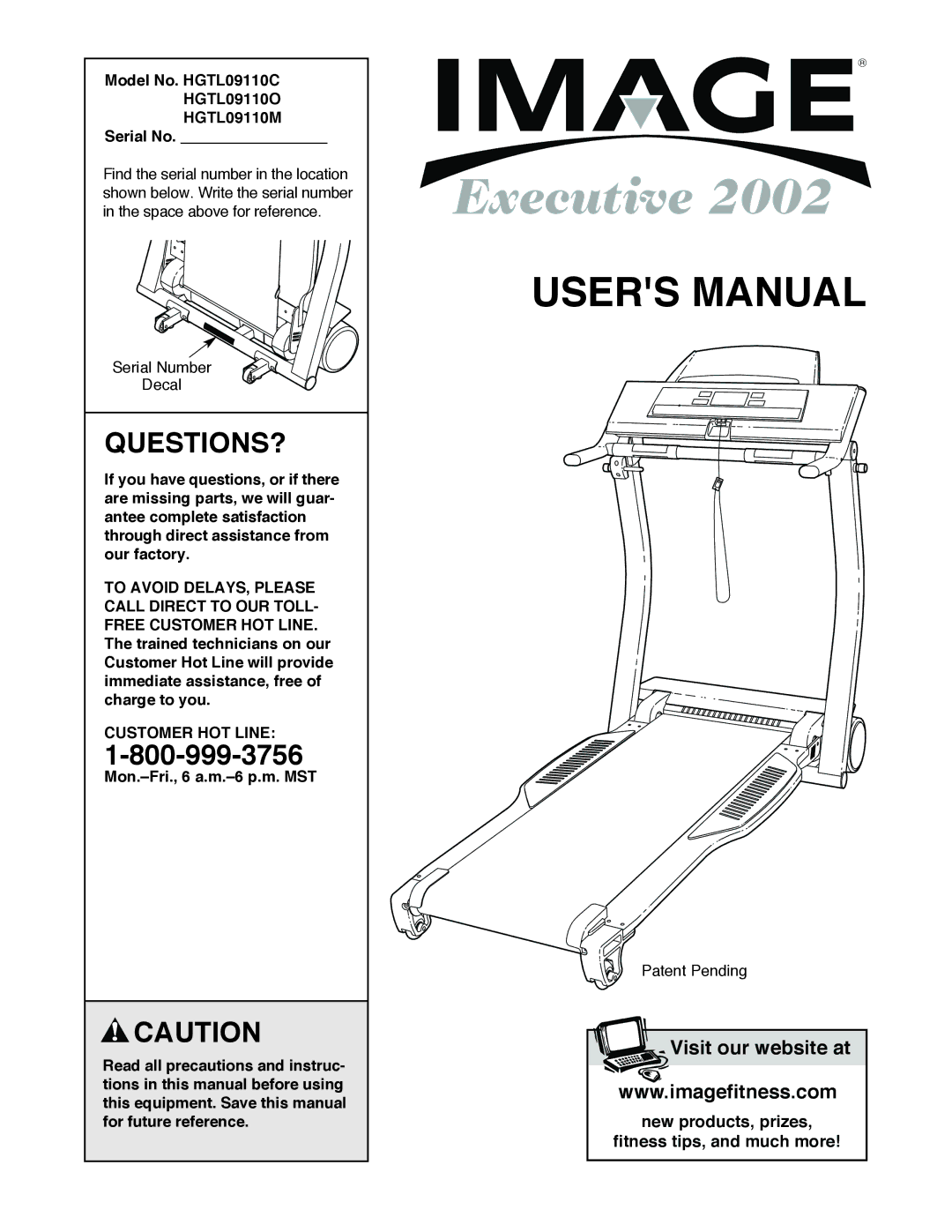 Image user manual Questions?, Model No. HGTL09110C HGTL09110O HGTL09110M Serial No, Customer HOT Line 