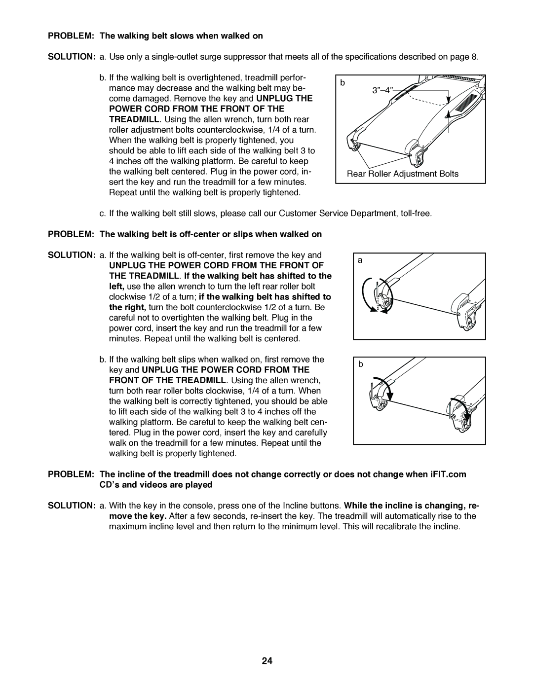 Image HGTL09110M, HGTL09110O, HGTL09110C user manual Problem The walking belt slows when walked on 