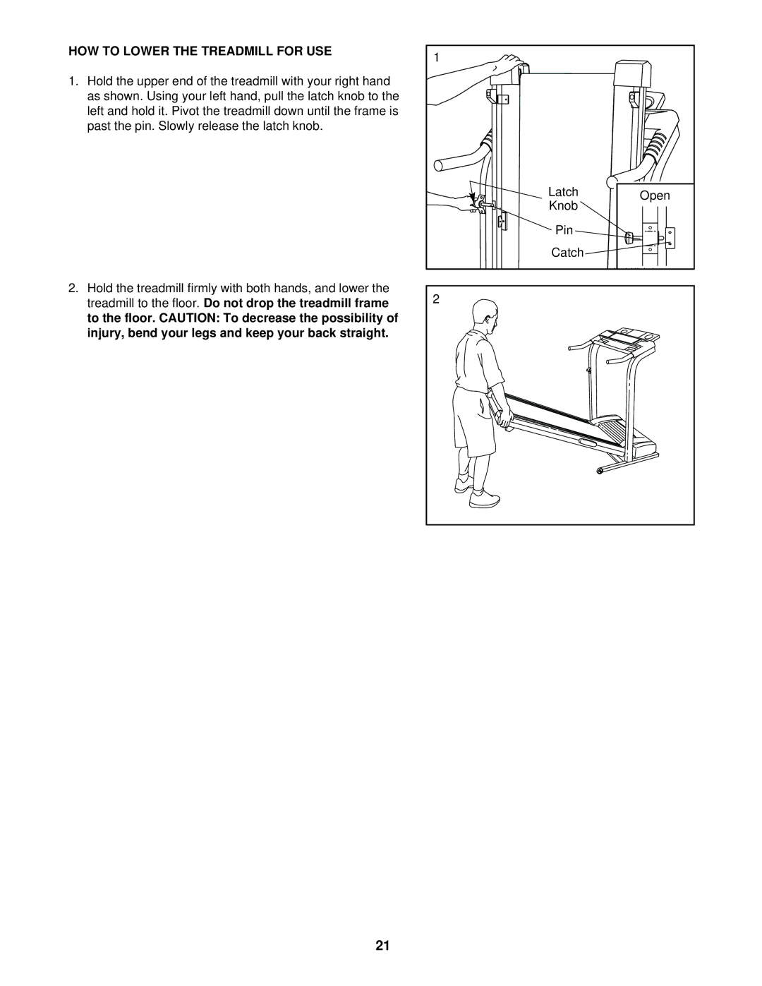 Image ICTL39523 user manual HOW to Lower the Treadmill for USE 