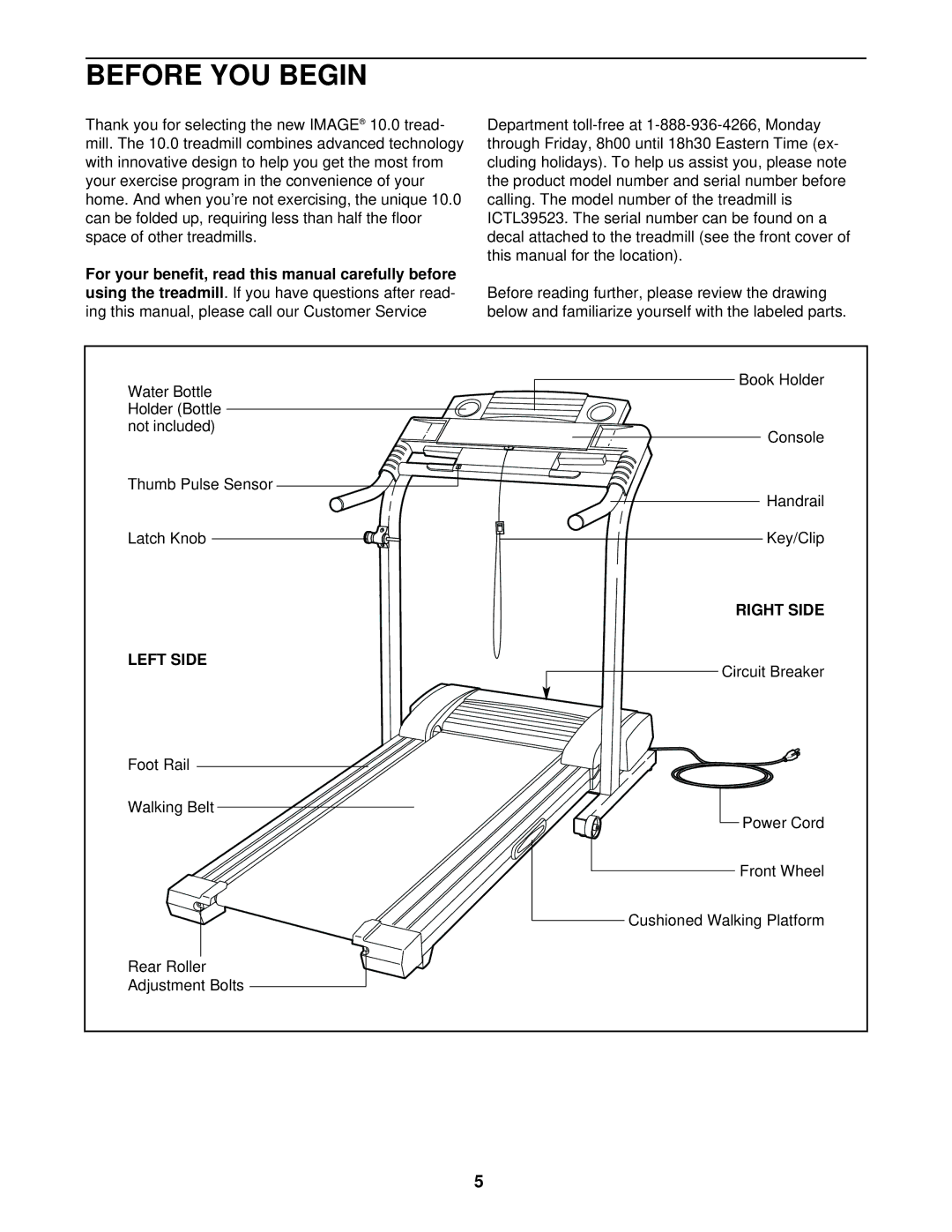 Image ICTL39523 user manual Before YOU Begin, Right Side, Left Side 