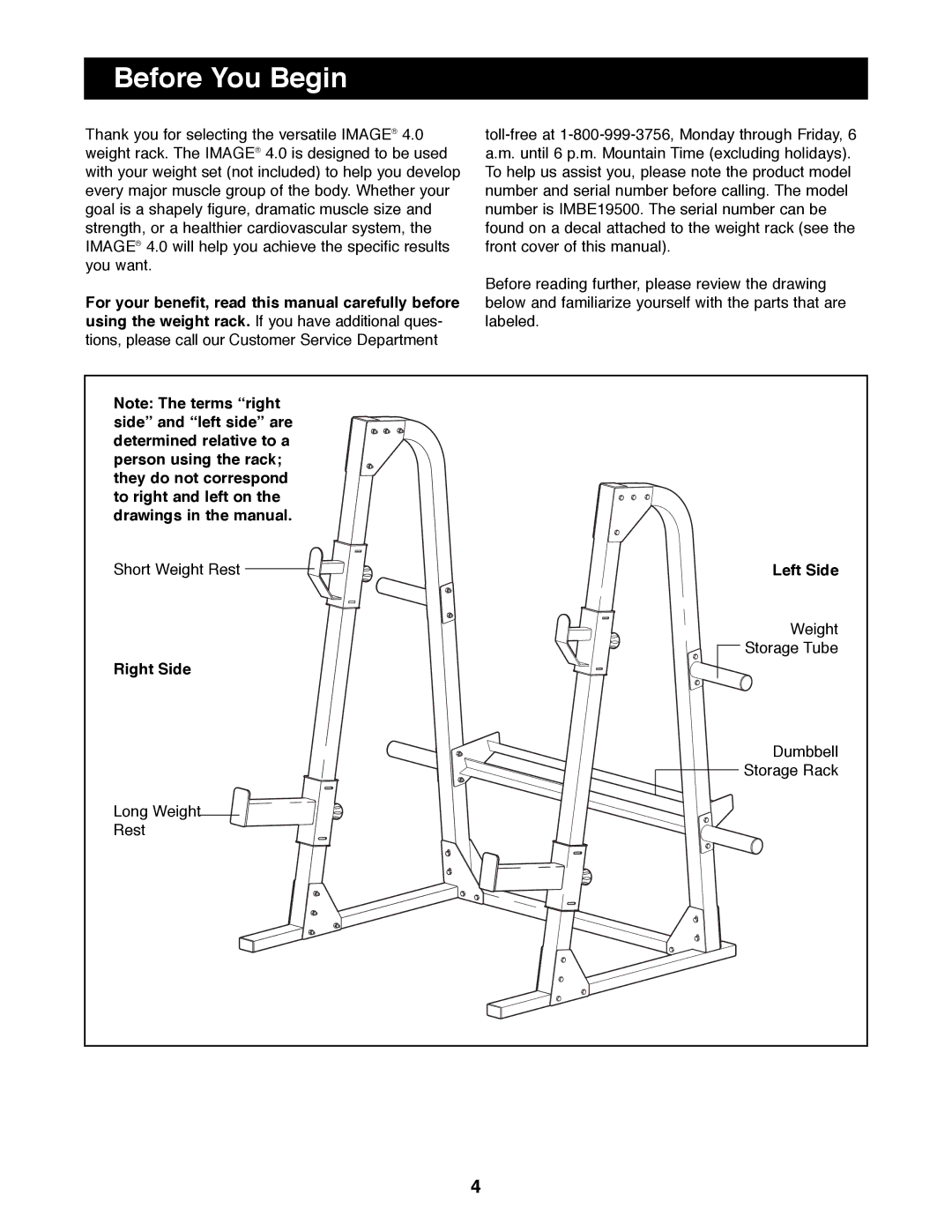 Image IMBE19500 manual Before You Begin, Right Side, Left Side 