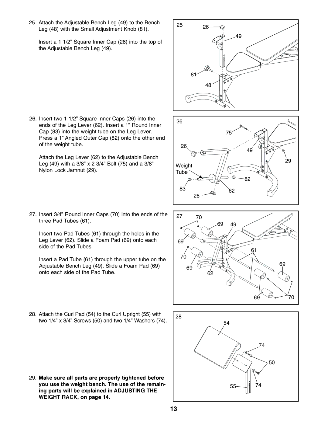 Image IMBE39400 user manual Weight Tube 