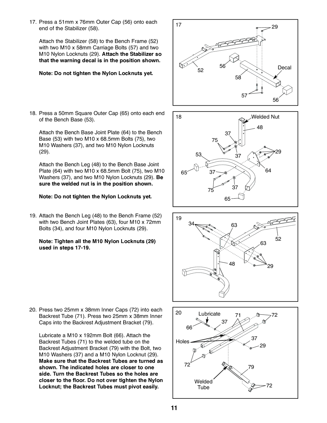 Image IMBE39401 user manual Make sure that the Backrest Tubes are turned as, Shown. The indicated holes are closer to one 