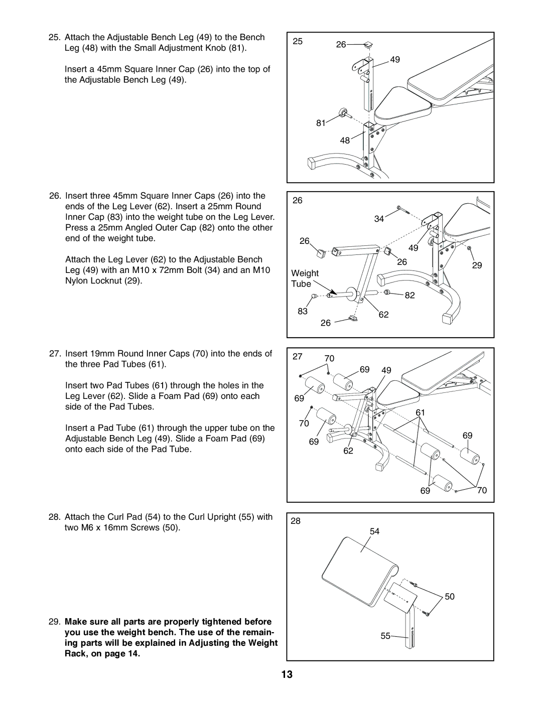 Image IMBE39401 user manual Weight Tube 