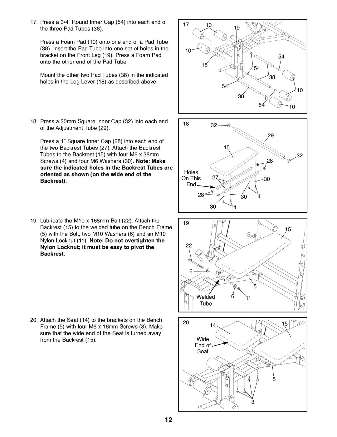 Image IMBE40890 manual Nylon Locknut it must be easy to pivot the Backrest 