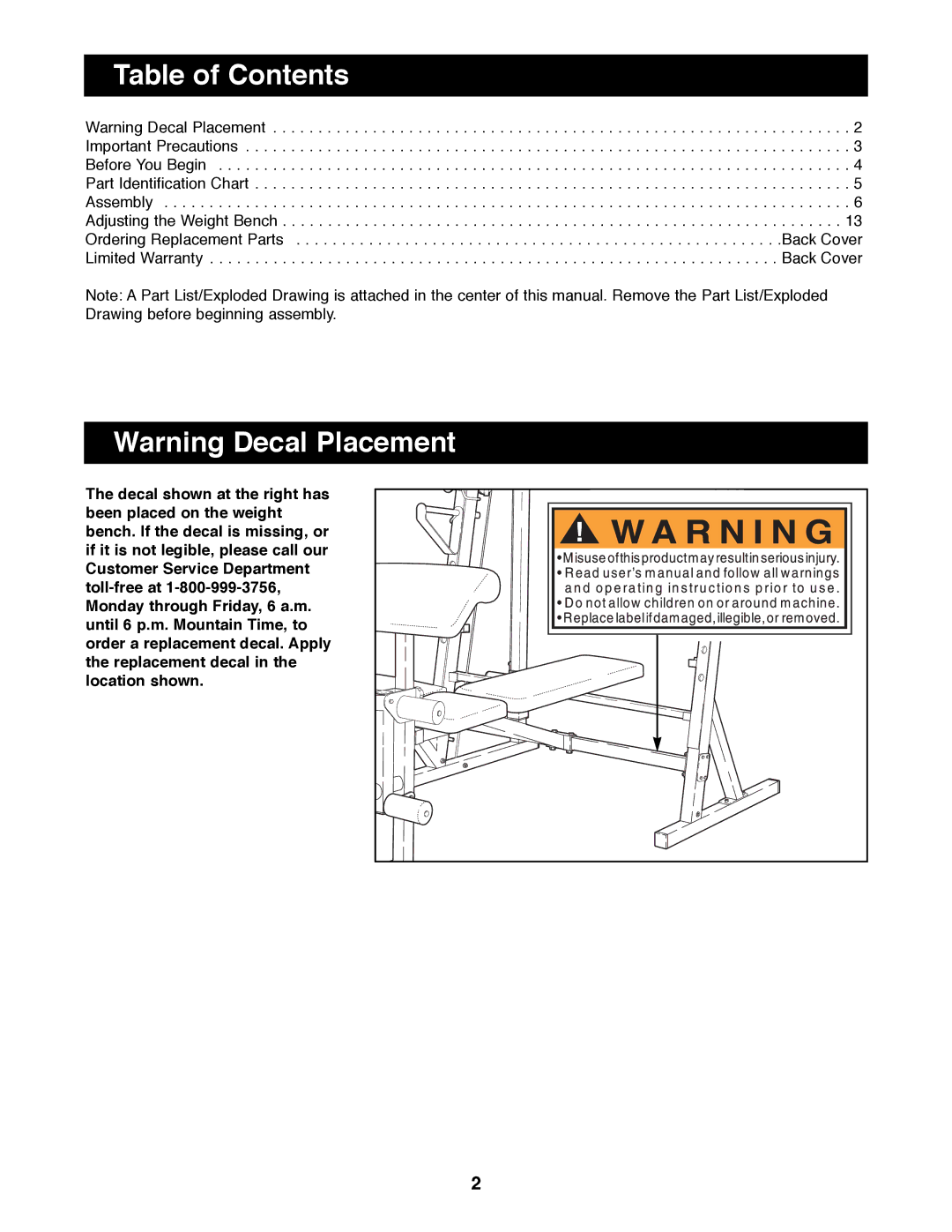 Image IMBE40890 manual Table of Contents 