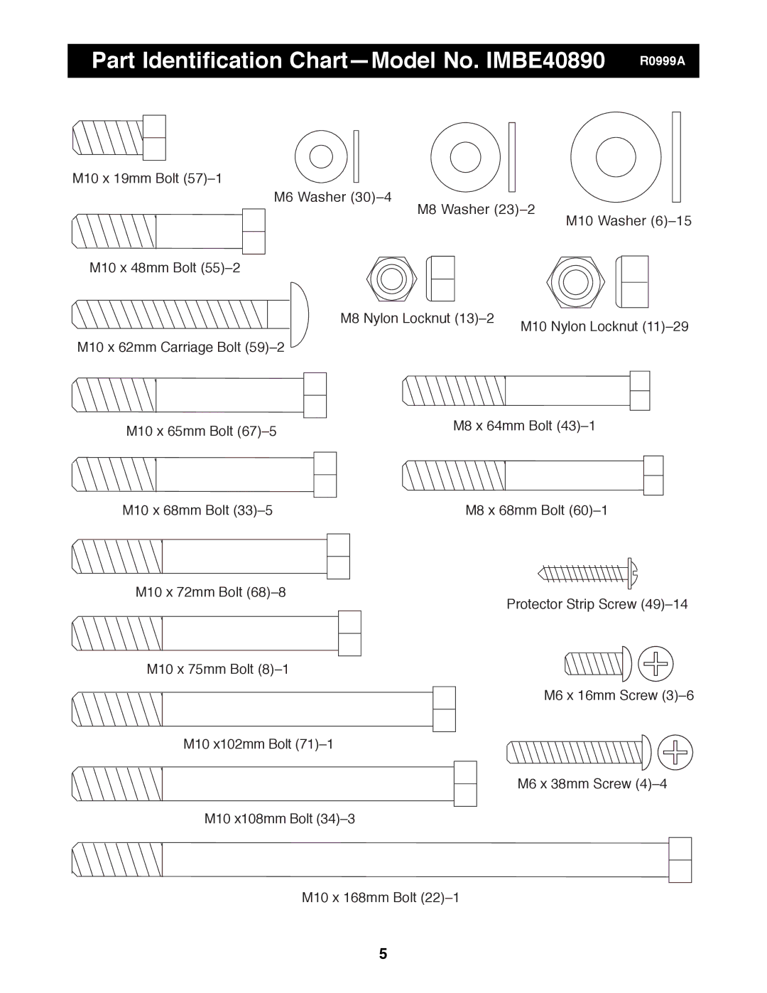 Image manual Part Identification ChartÑModel No. IMBE40890 R0999A 