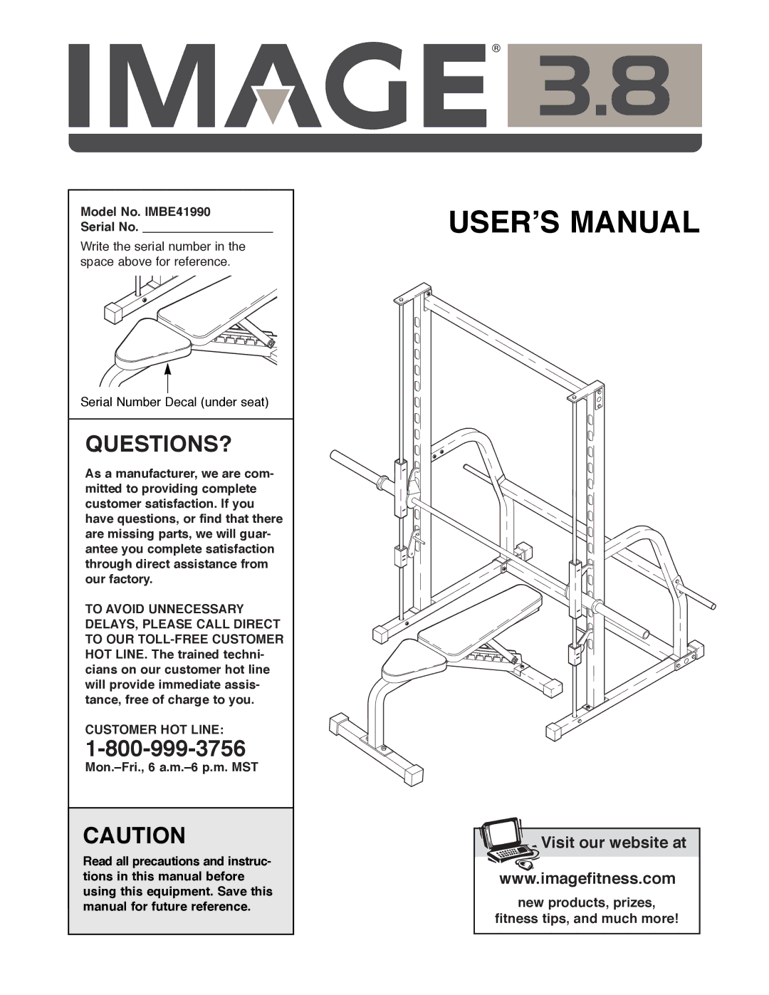 Image manual Model No. IMBE41990 Serial No, Mon.ÐFri., 6 a.m.Ð6 p.m. MST 