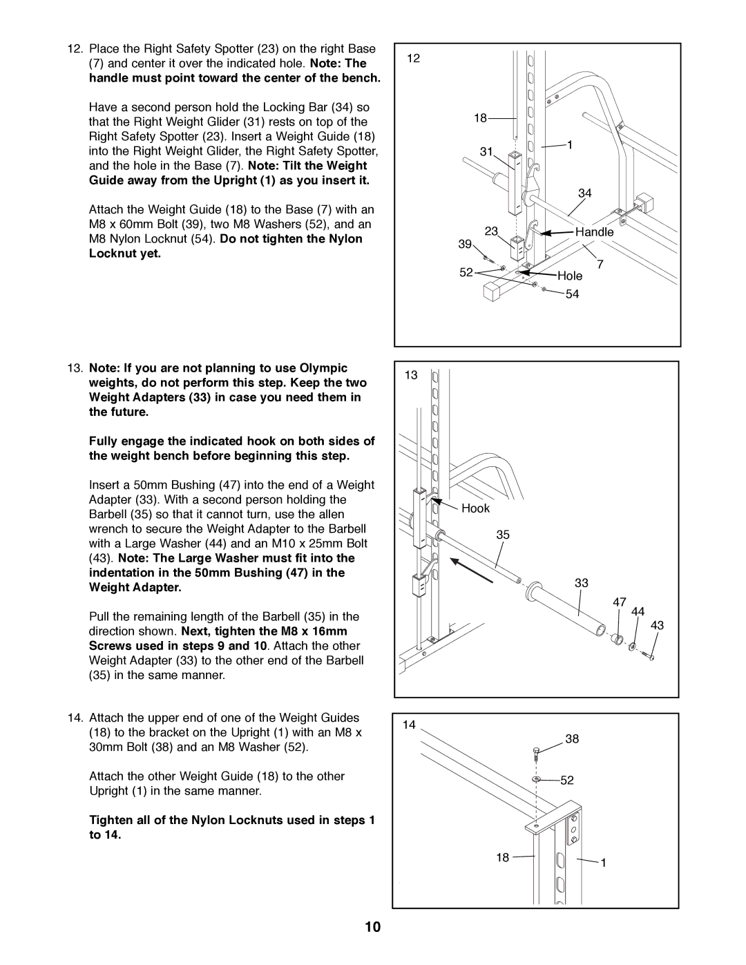 Image IMBE41990 manual Tighten all of the Nylon Locknuts used in steps 1 to 