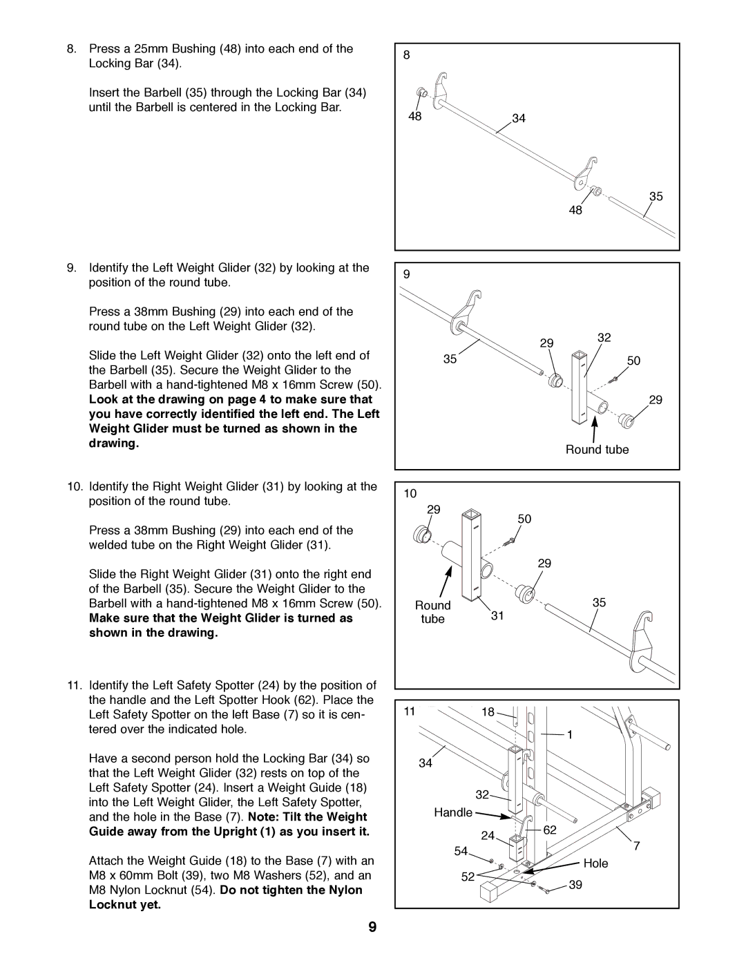 Image IMBE41990 manual Guide away from the Upright 1 as you insert it, Locknut yet 