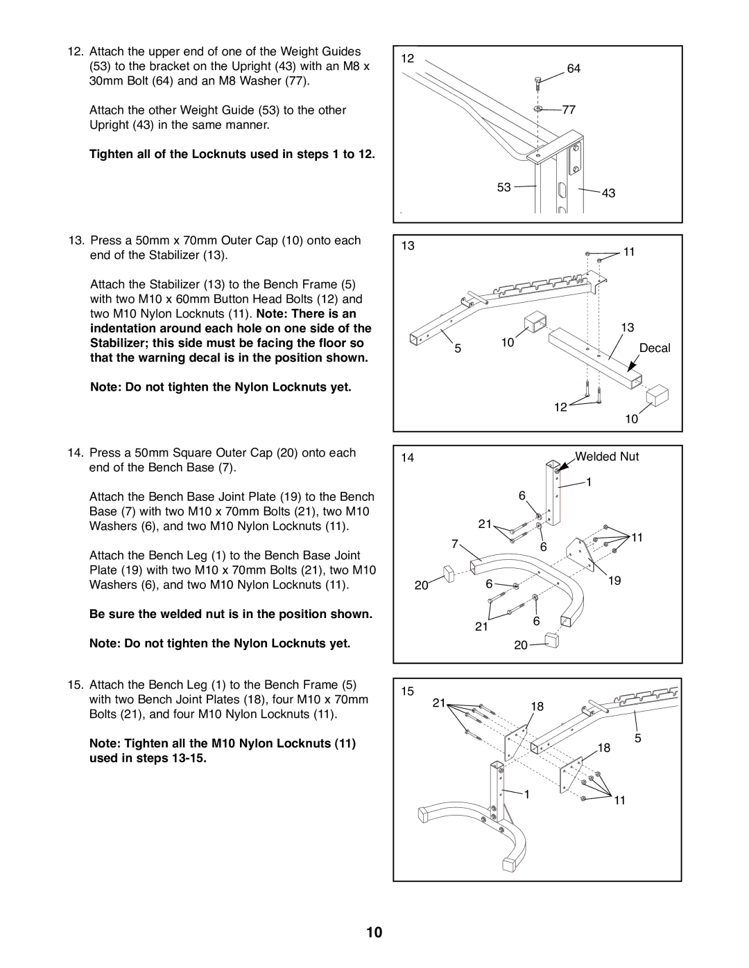 Image IMBE53900 manual Tighten all of the Locknuts used in steps 1 to 