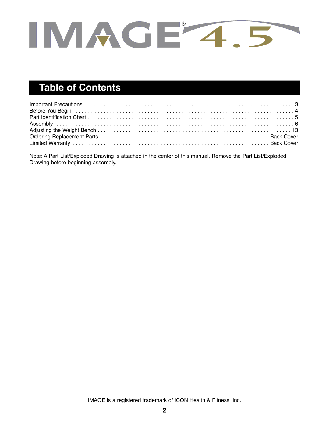 Image IMBE53900 manual Table of Contents 