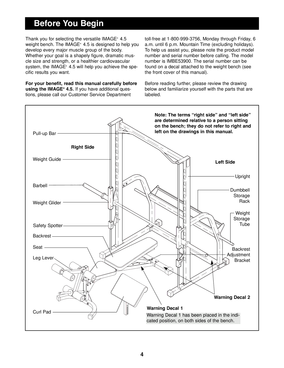 Image IMBE53900 manual Before You Begin, Right Side, Left Side 