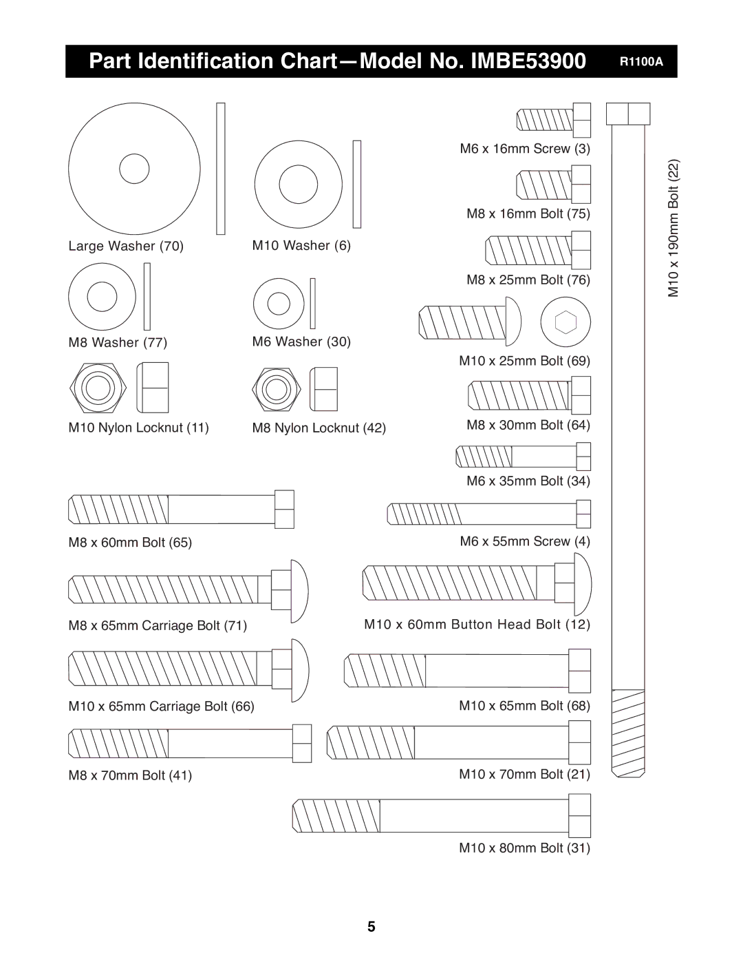 Image manual Part Identification ChartÑModel No. IMBE53900 R1100A 