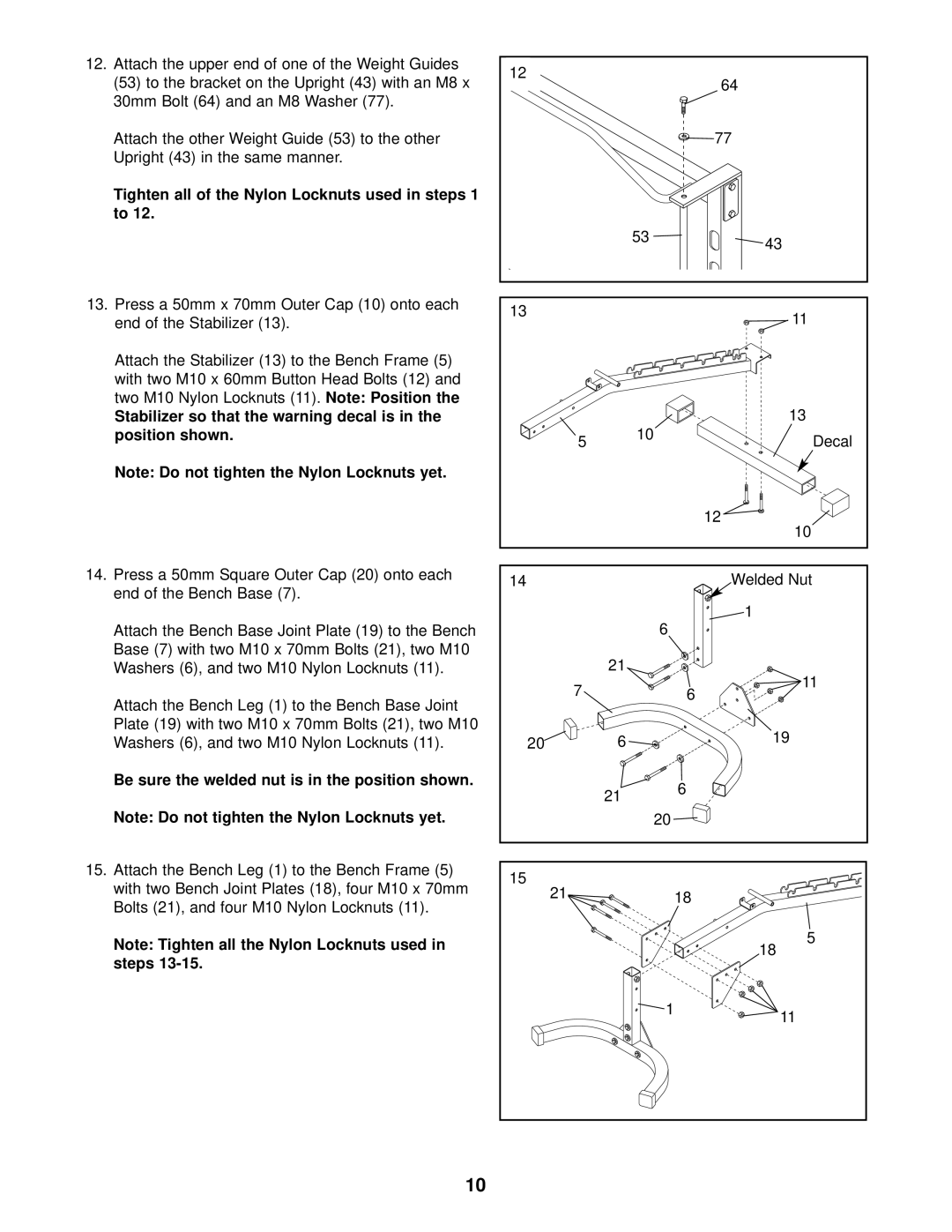 Image IMBE53901 user manual Tighten all of the Nylon Locknuts used in steps 1 to 