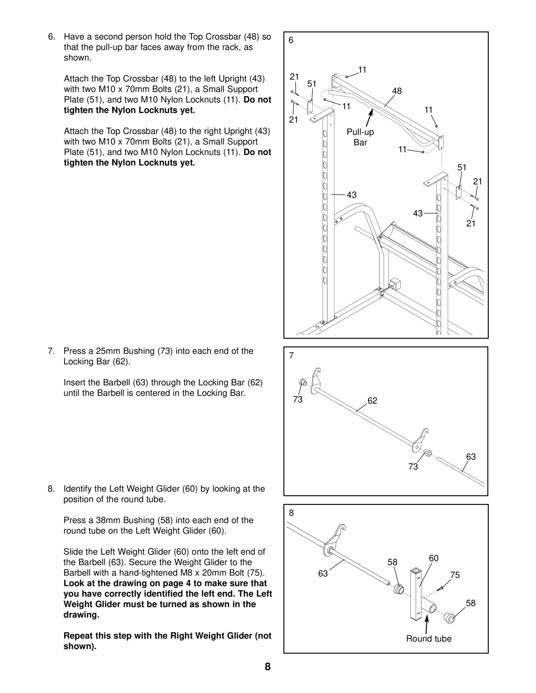 Image IMBE53901 user manual Pull-up Bar Round tube 