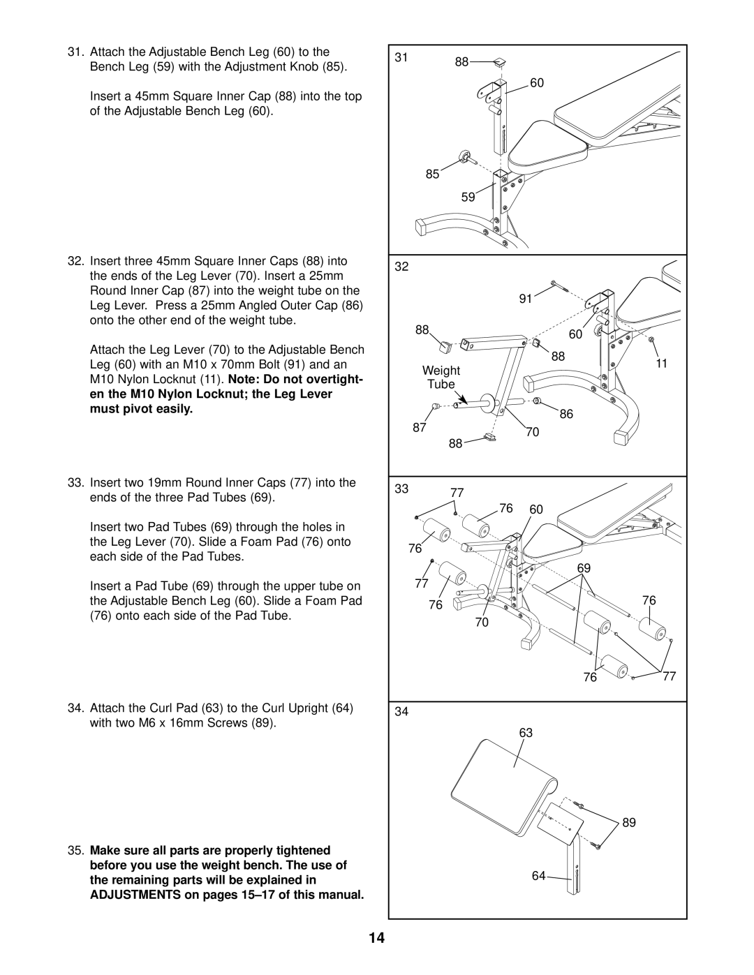 Image IMBE53910 user manual Weight Tube 