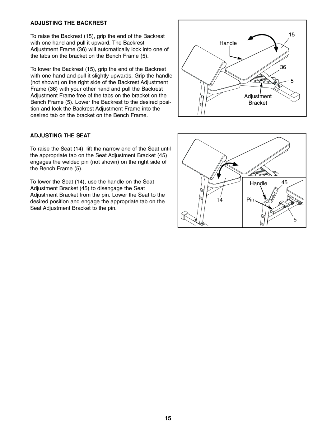 Image IMBE53991 user manual Adjusting the Backrest 