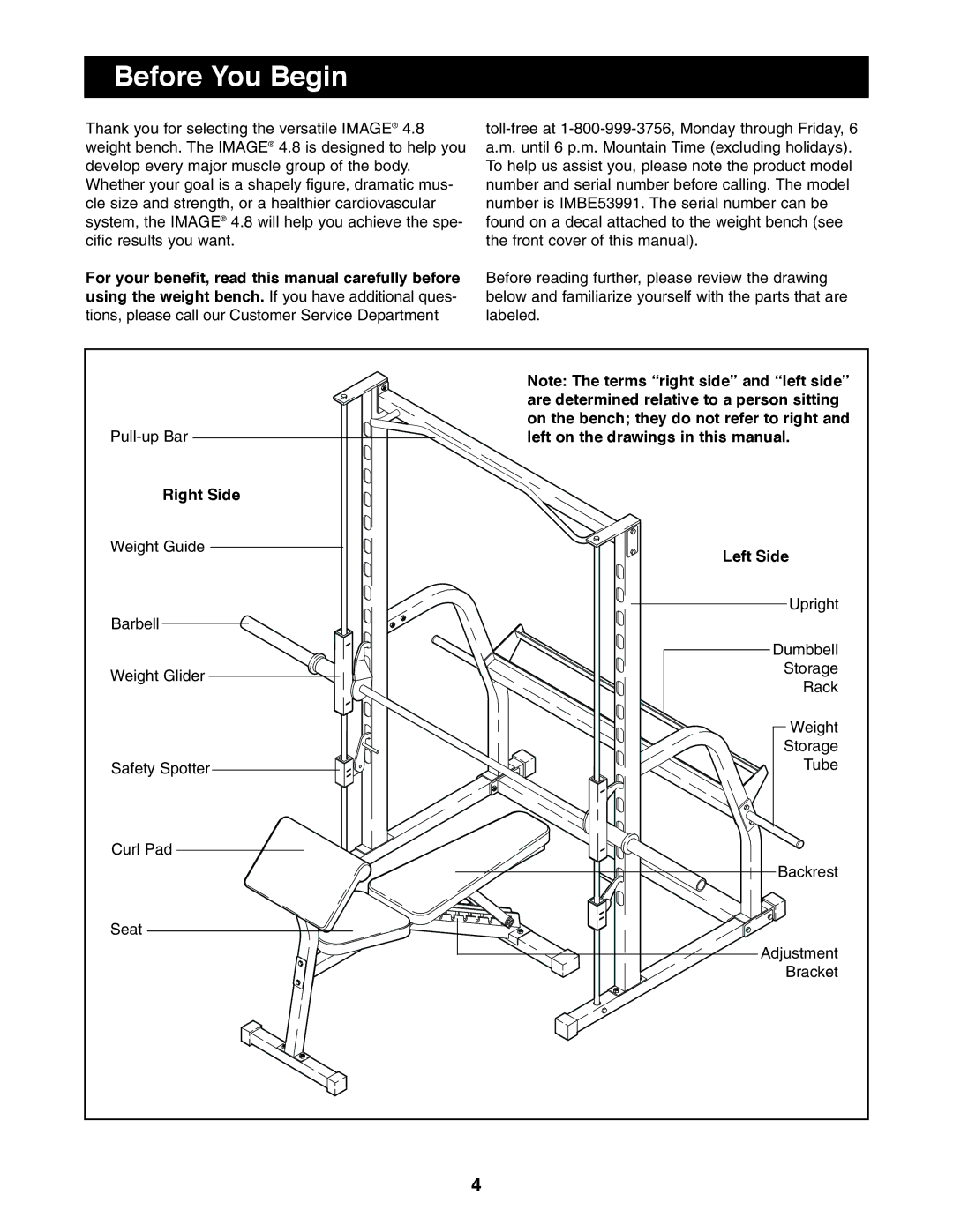 Image IMBE53991 user manual Before You Begin, Right Side, Left Side 