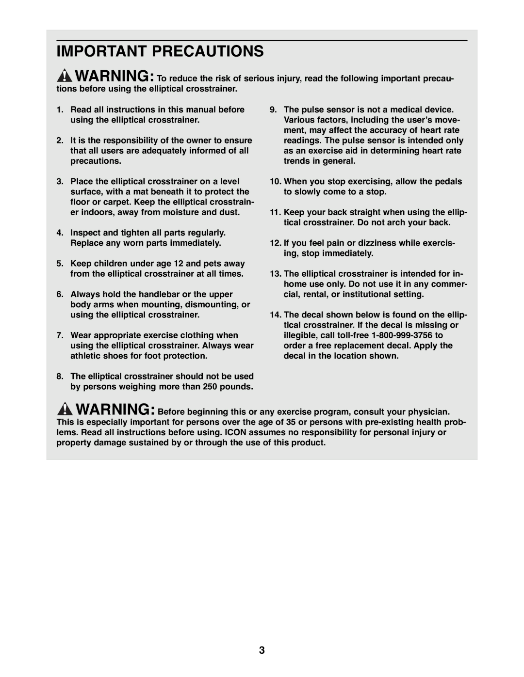 Image IMEL08900 manual Important Precautions 