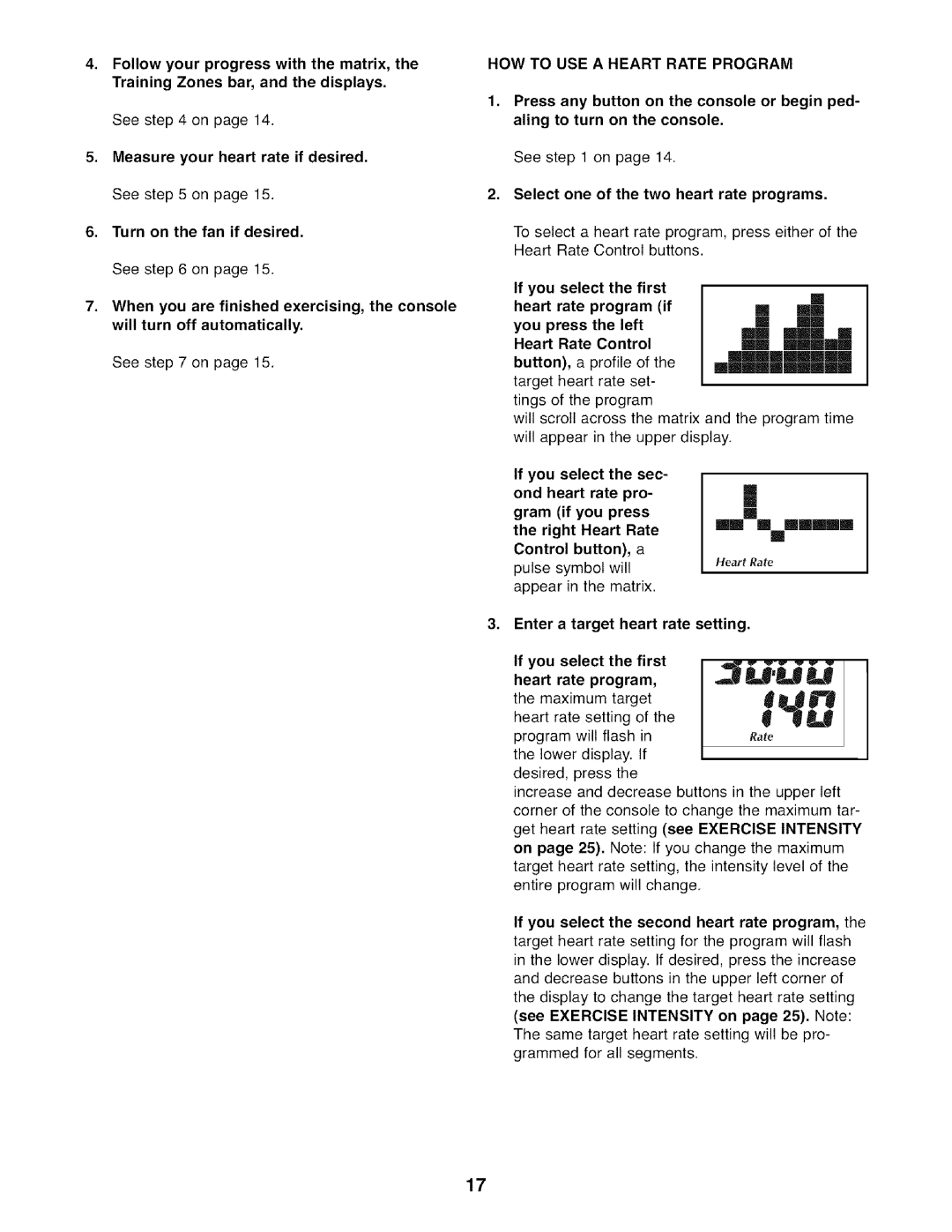 Image IMEL3906.0 user manual Follow your progress with the matrix, Training Zones bar, and the displays, Heart Rate Control 