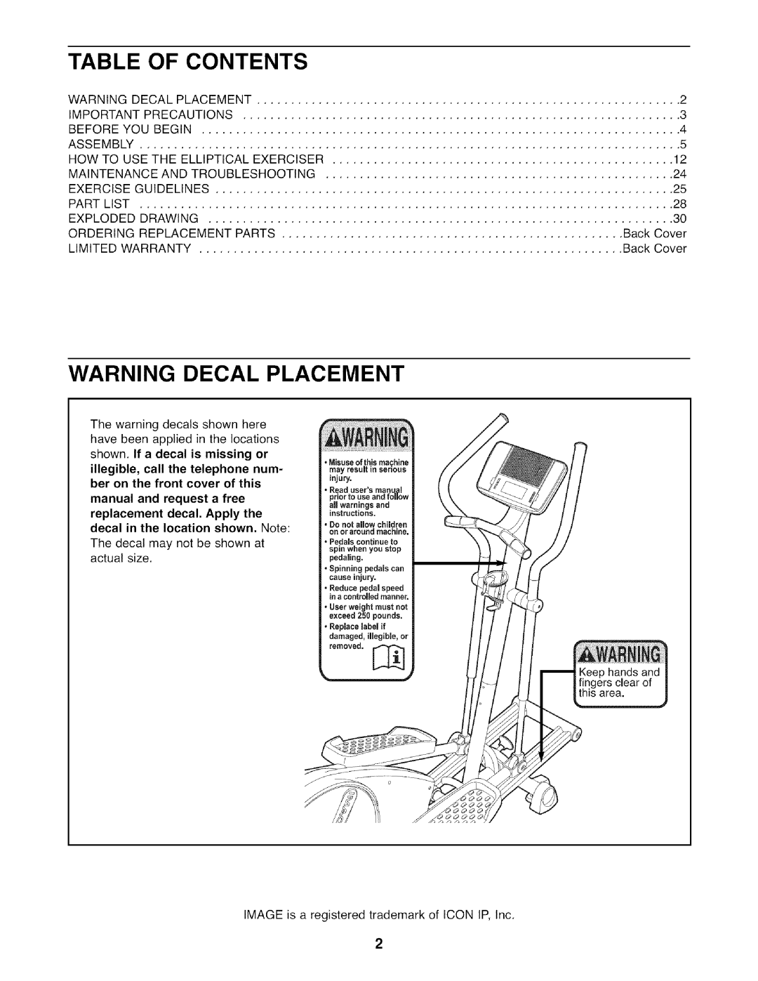 Image IMEL3906.0 user manual Table of Contents 