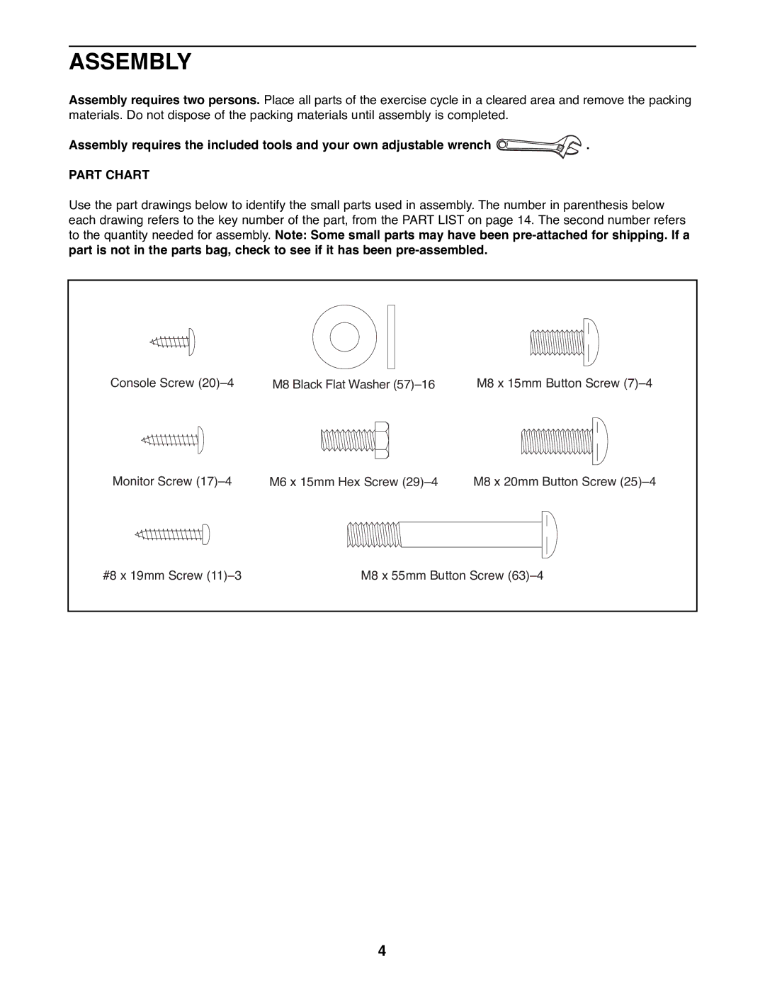 Image IMEX35080 manual Assembly, Part Chart 