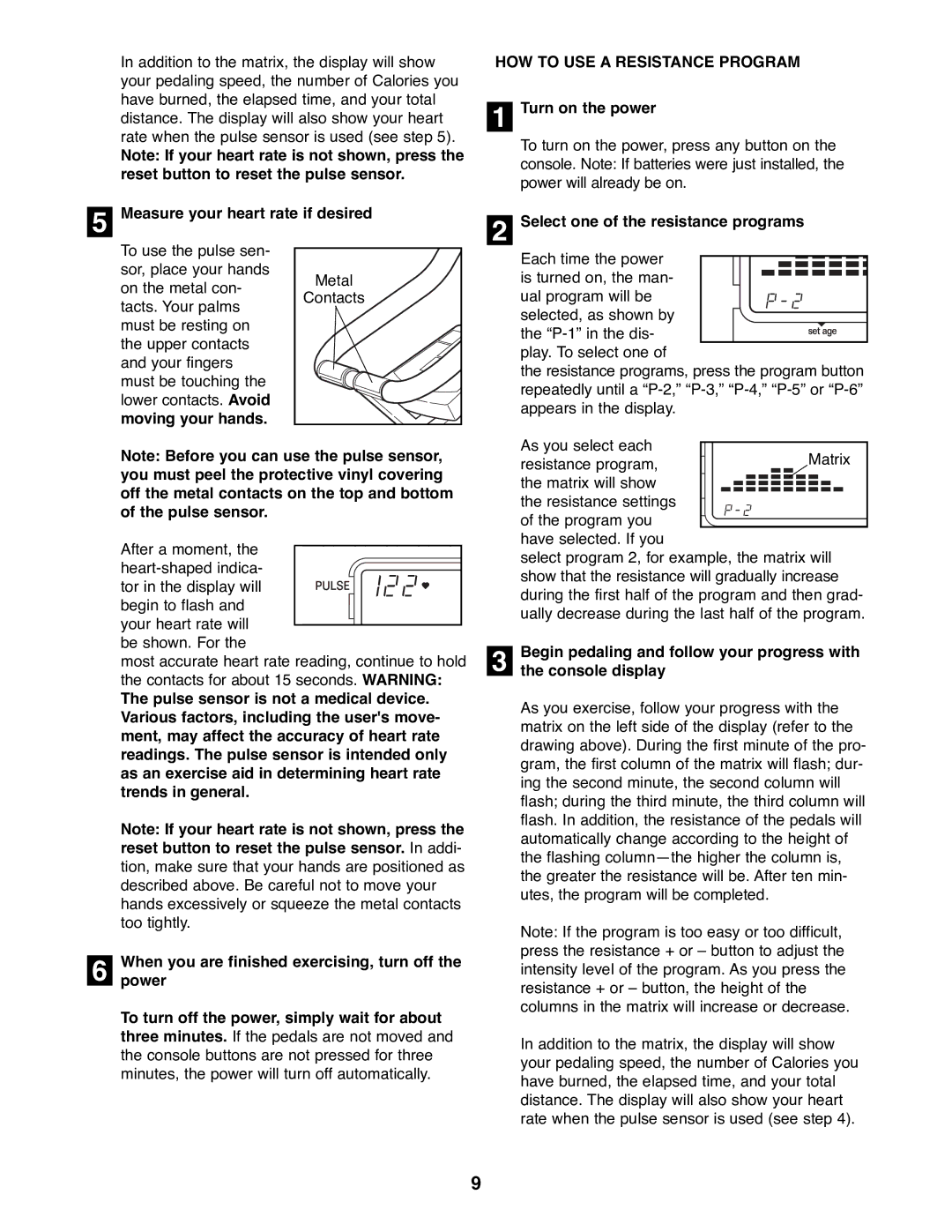 Image IMEX35080 Measure your heart rate if desired, HOW to USE a Resistance Program, Select one of the resistance programs 