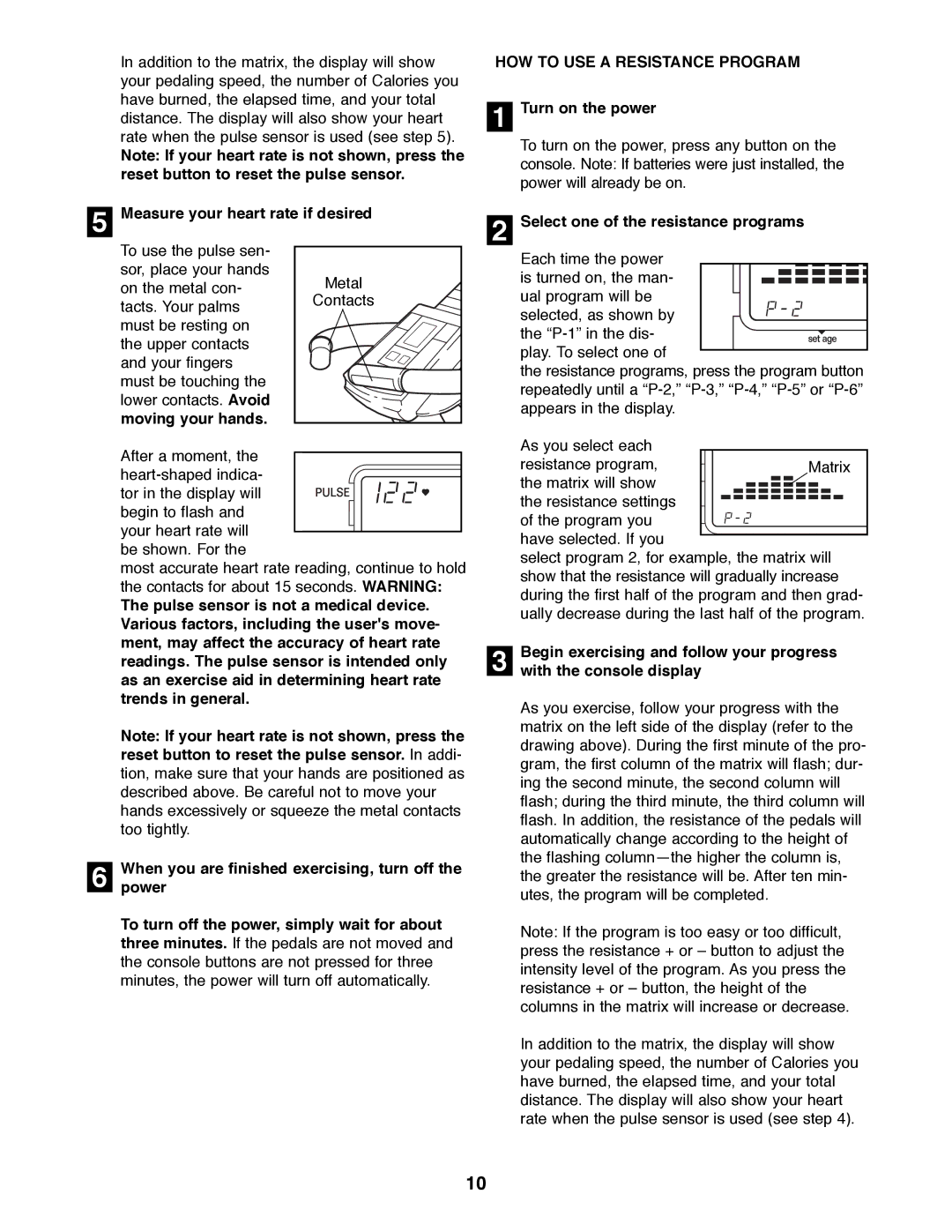 Image IMEX36580 Measure your heart rate if desired, HOW to USE a Resistance Program, Select one of the resistance programs 