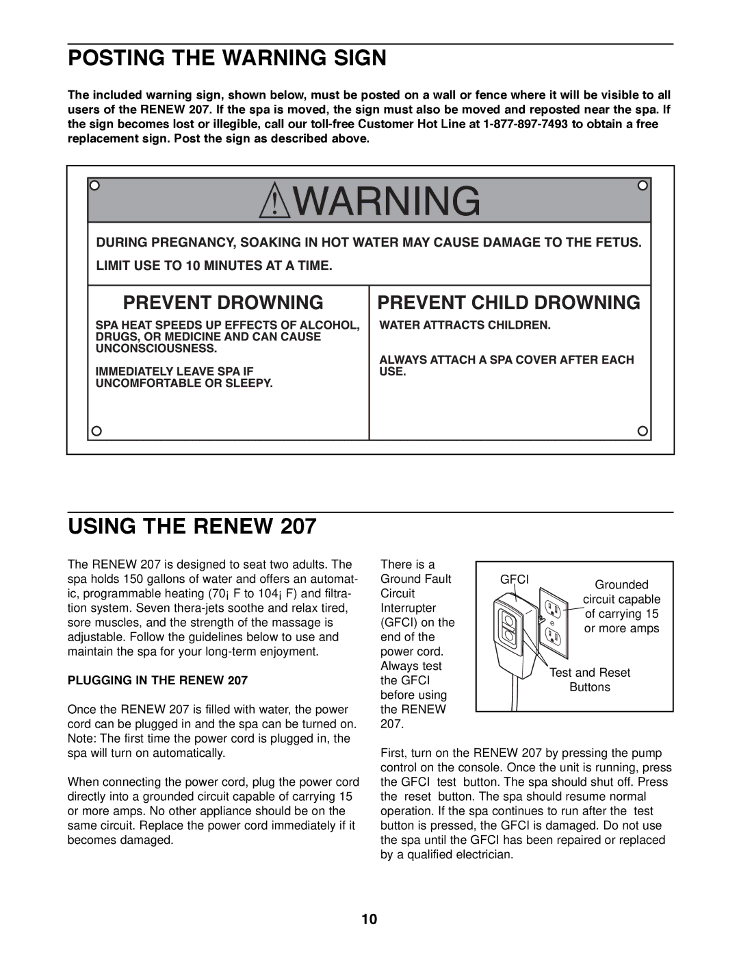 Image IMHS20701 manual Posting the Warning Sign, Using the Renew, Plugging in the Renew 