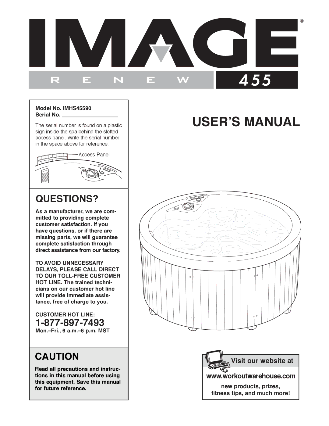 Image manual Model No. IMHS45590 Serial No, Customer HOT Line 