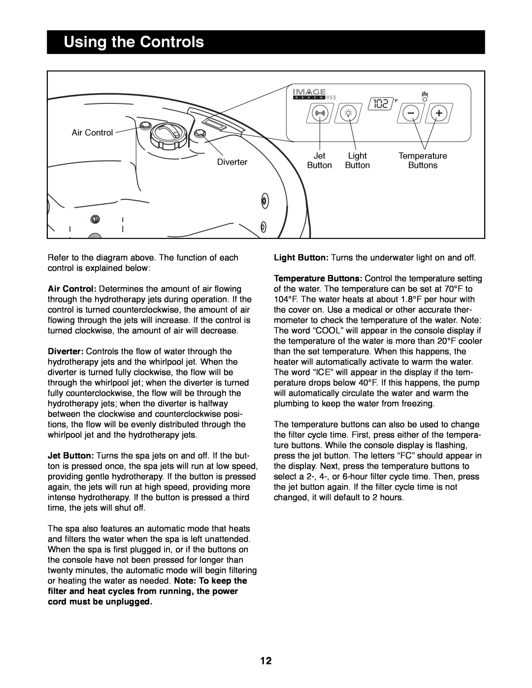 Image IMHS45590 manual Using the Controls 