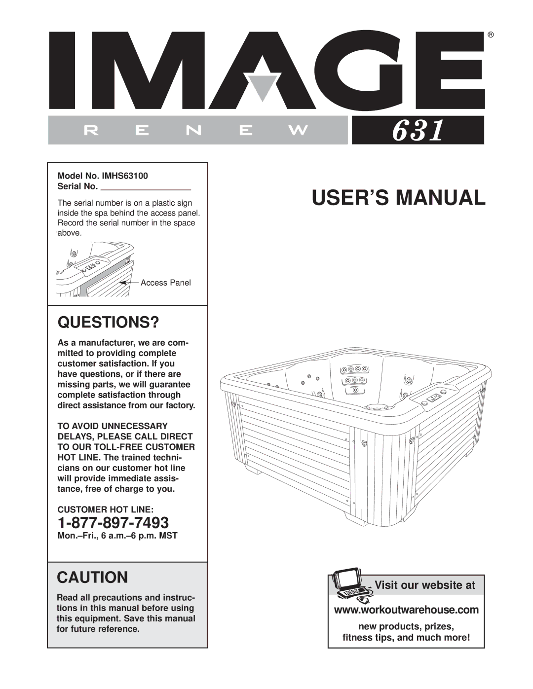 Image user manual Model No. IMHS63100 Serial No, Customer HOT Line 