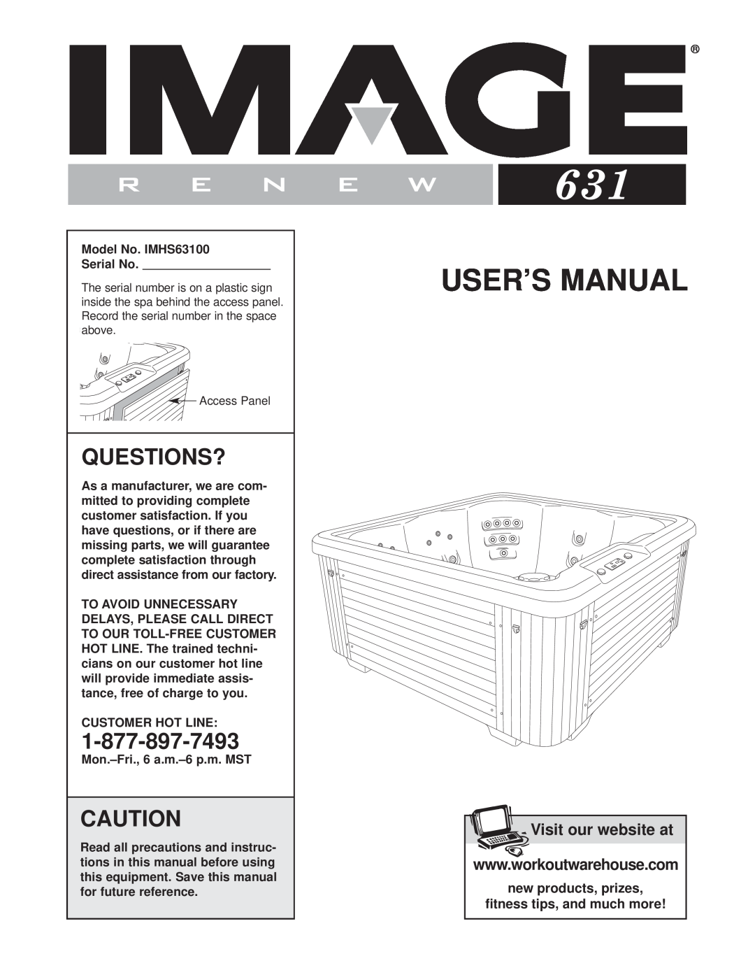 Image IMHS63100 user manual Questions?, User’S Manual, Visit our website at 