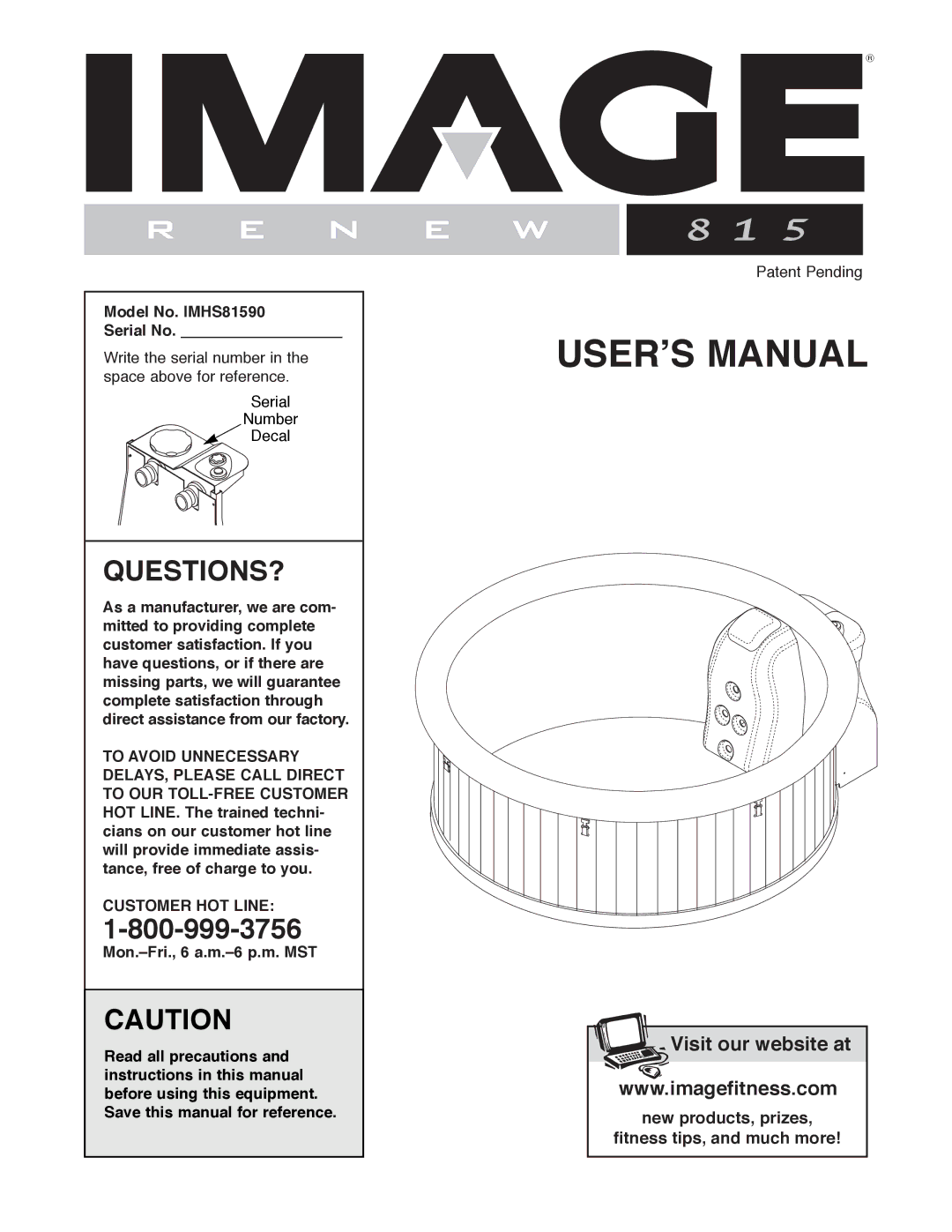 Image manual Model No. IMHS81590 Serial No, Customer HOT Line 