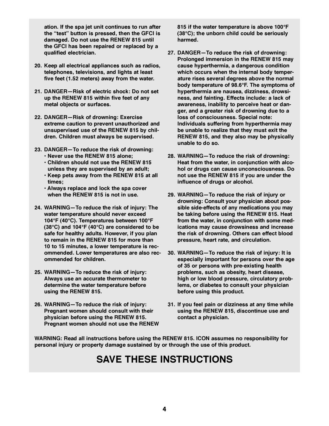 Image IMHS81590 manual Save These Instructions 
